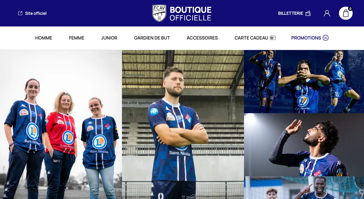 Page d accueil d une boutique de club de football livree par Footastic