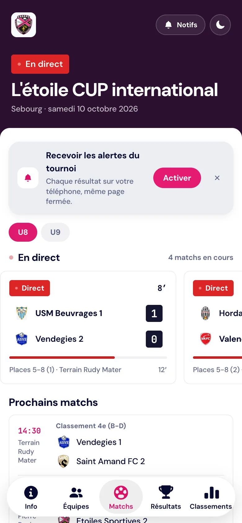 Organiser un tournoi de football de jeunes : le guide complet (et l'outil qui fait le travail) 7 Matchs en direct et à venir consultés depuis un smartphone dans Footastic CUP